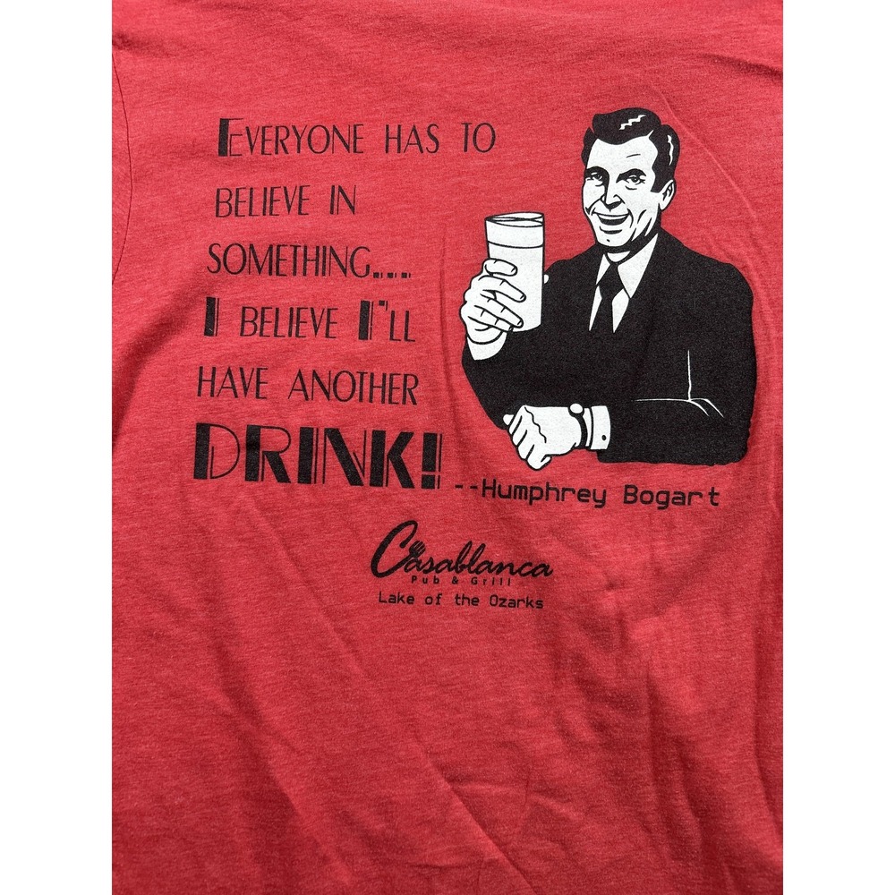 Casablanca Pub Grill Shirt Womens M Red Humphrey Bogart Quote Lake Ozarks Tee